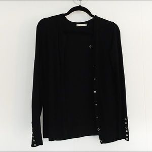 Cardigan with metallic gold buttons